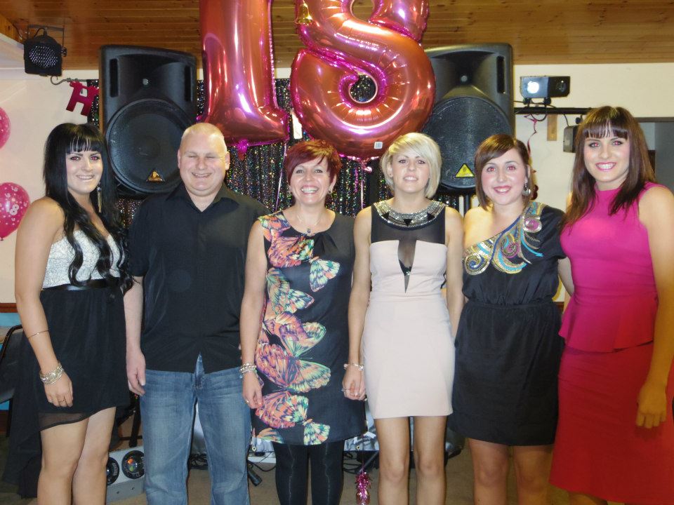 Happier times: From left to right, Megan, Richard, Ceinwen, Lowri, Katie-Ann and Miriam
